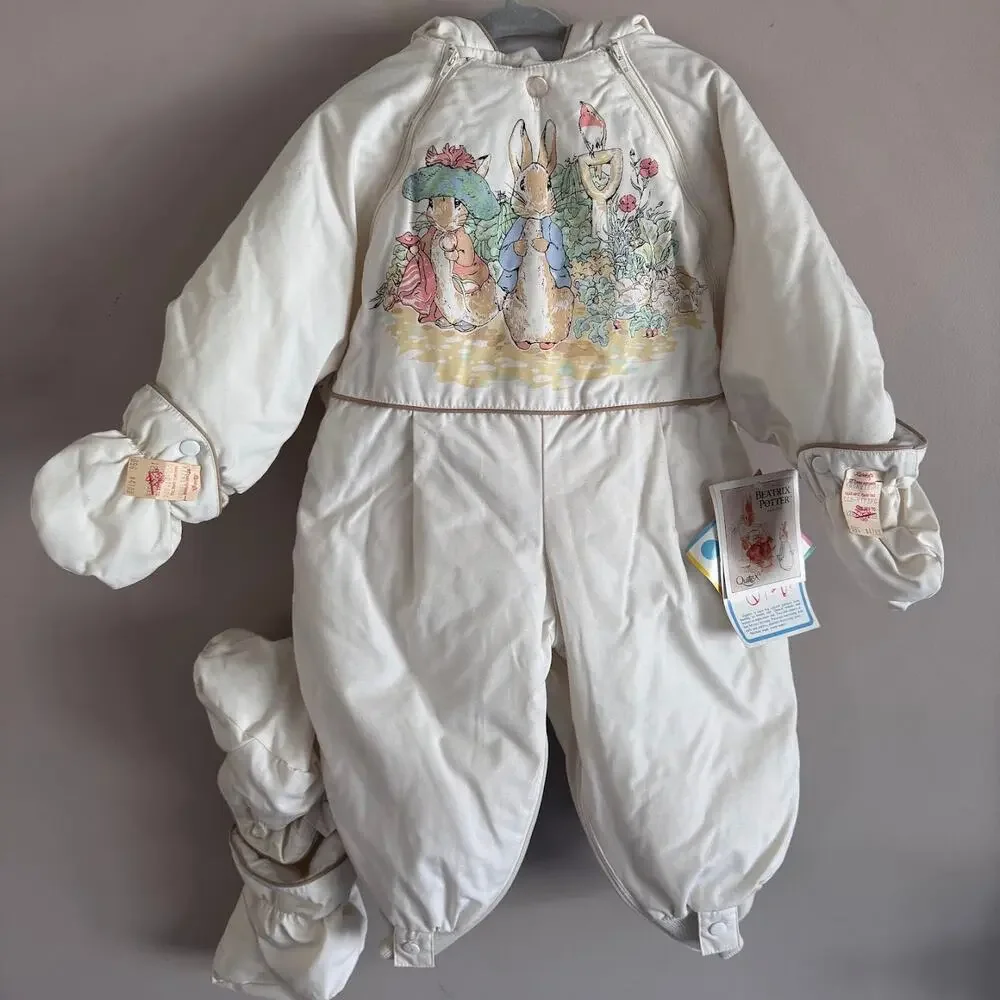 Vintage Quiltex Beatrix Potter Peter Rabbit Snowsuit Jumpsuit Baby 12 Months New